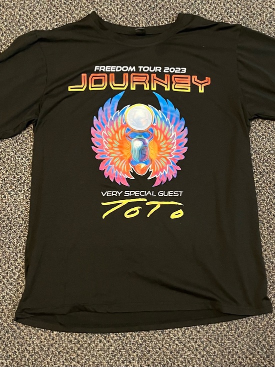 None Other - Journey Freedom Tour 2023 Black Graphic Tee with Vibrant Wing Design